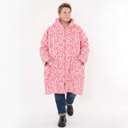 Vokuhilamantel in pinkbuntem Punktedesign aus Softshell mit Fleecefutter Stehkragen
