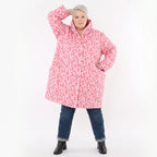 Ballonjacke aus pinkmulticolor Softshell mit Punktemuster Kapuze und weichem PolarFleece