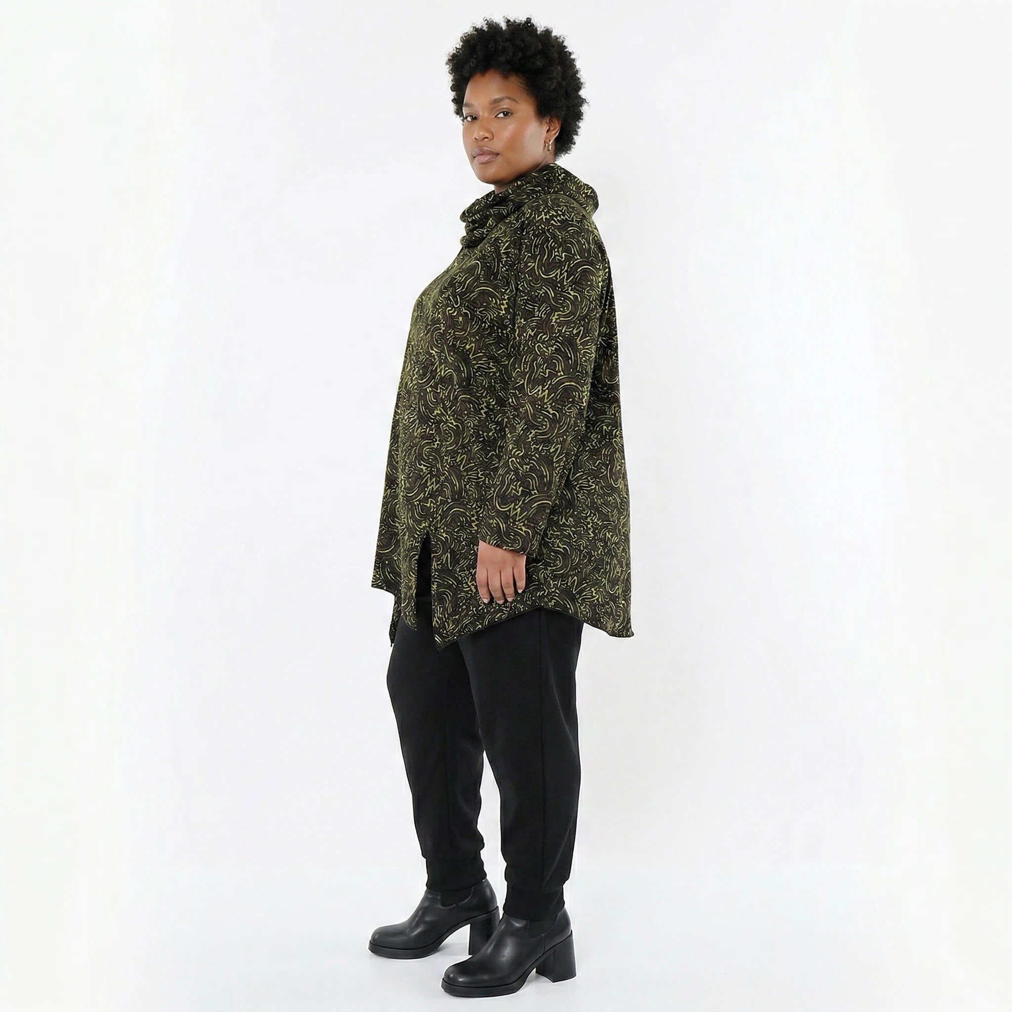 AKH Fashion Bigshirt in asymmetrischer Form, aus Materialmix, 1516.06061, Neongrün
