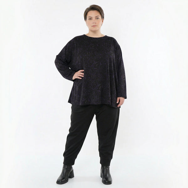 AKH Fashion Bigshirt in gerundeter Form, aus Materialmix, 1516.06815, Violett