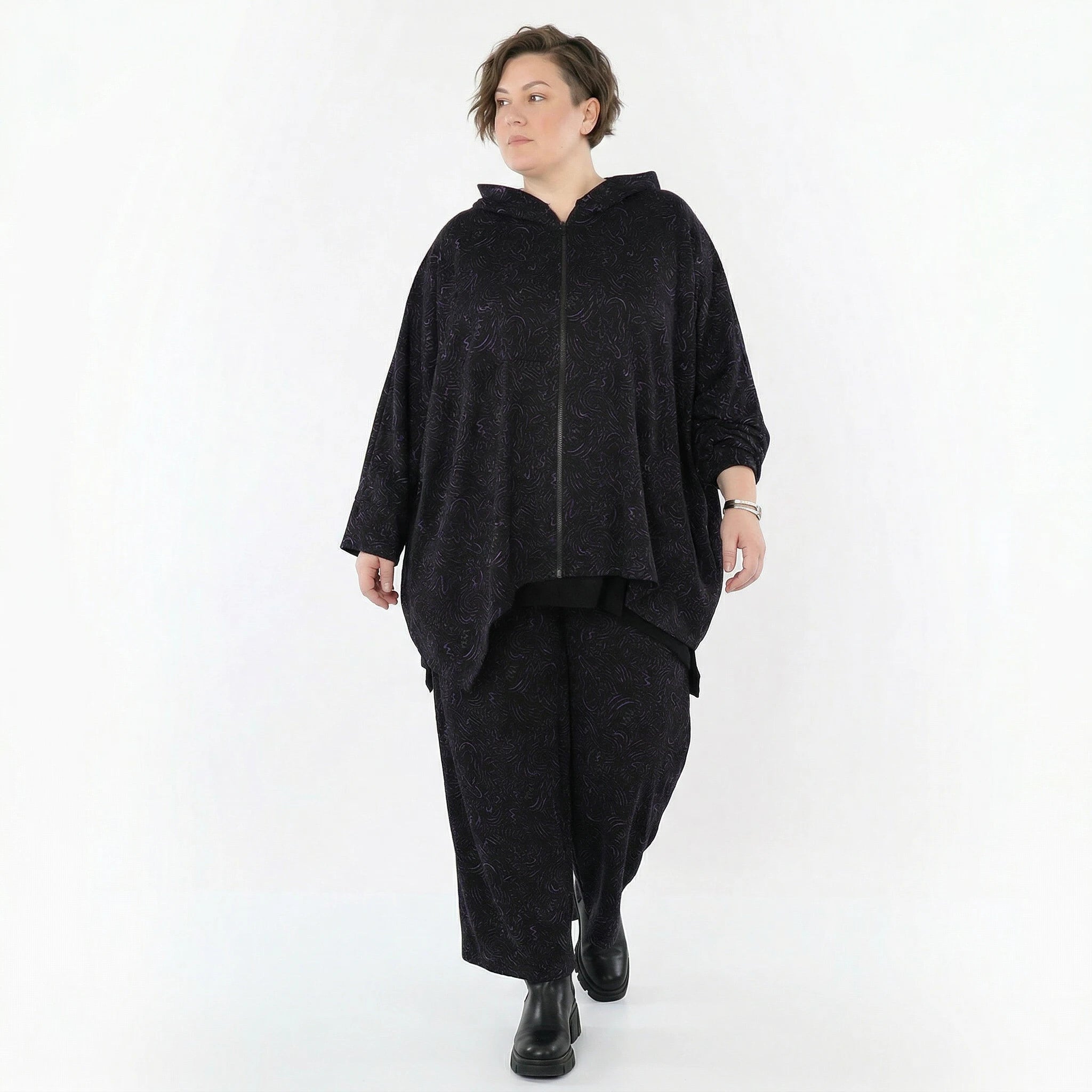 AKH Fashion Jacke in kastiger Form, aus Materialmix, 1516.07076, Violett