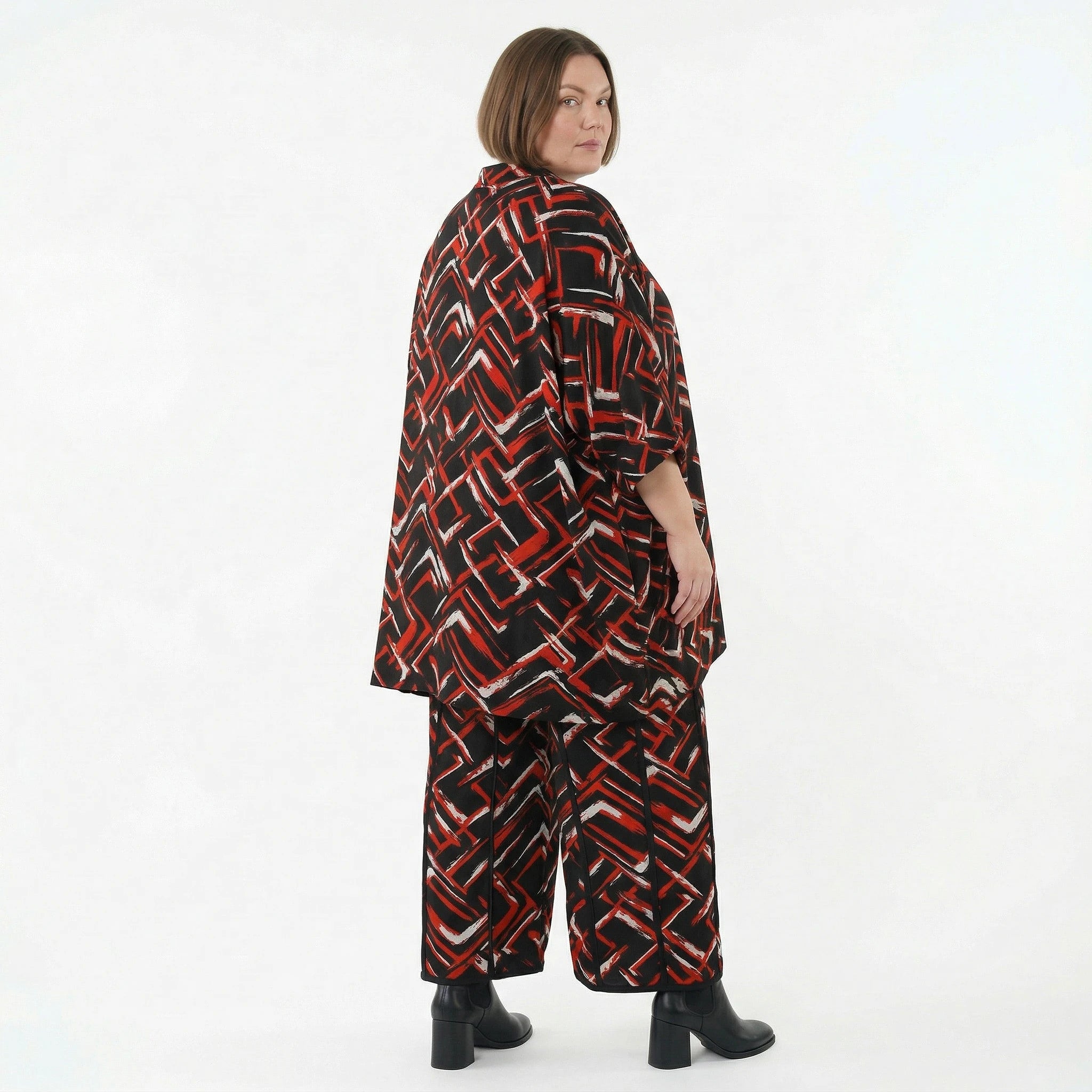 AKH Fashion Hose in gerader Form, aus Viskose, 1517.07074, Schwarz/Rot/Weiß, Pinselstrich