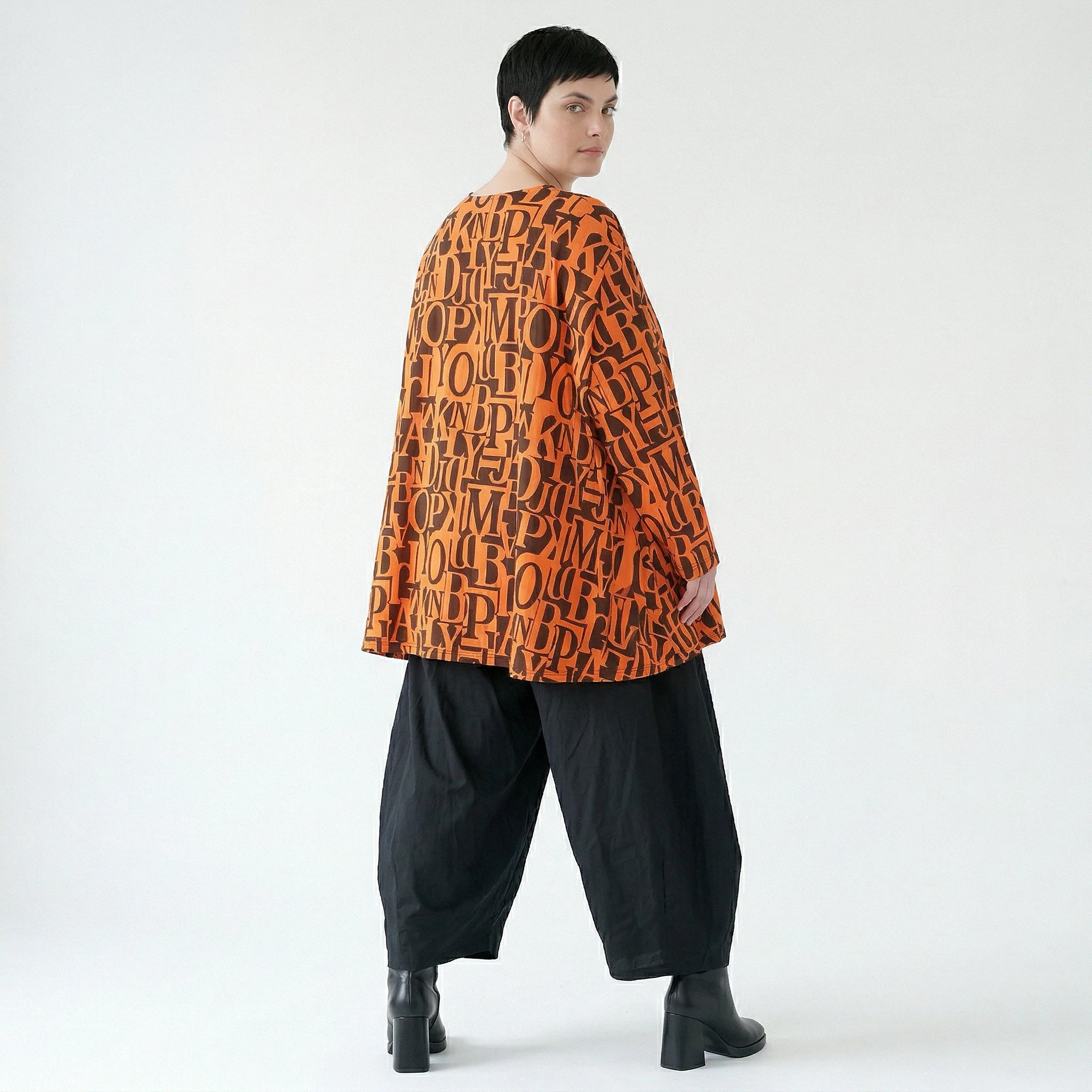 A-Form Bigshirt von AKH Fashion aus Viskose, 1500593, Orange/Braun, Buchstaben, Ausgefallen