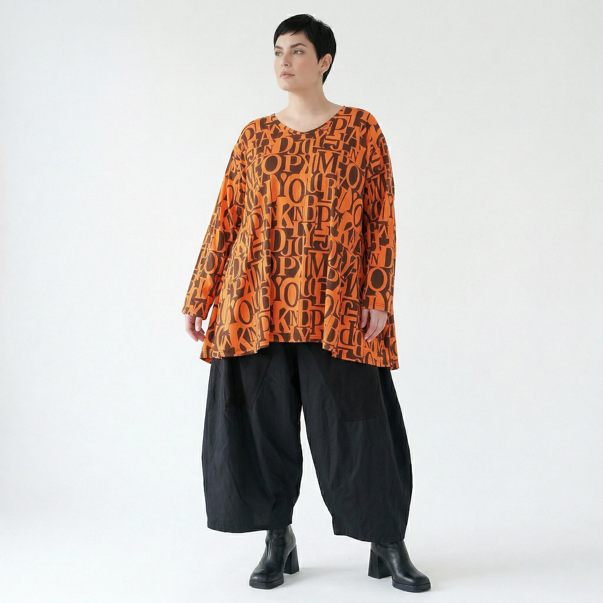 A-Form Bigshirt von AKH Fashion aus Viskose, 1500593, Orange/Braun, Buchstaben, Ausgefallen