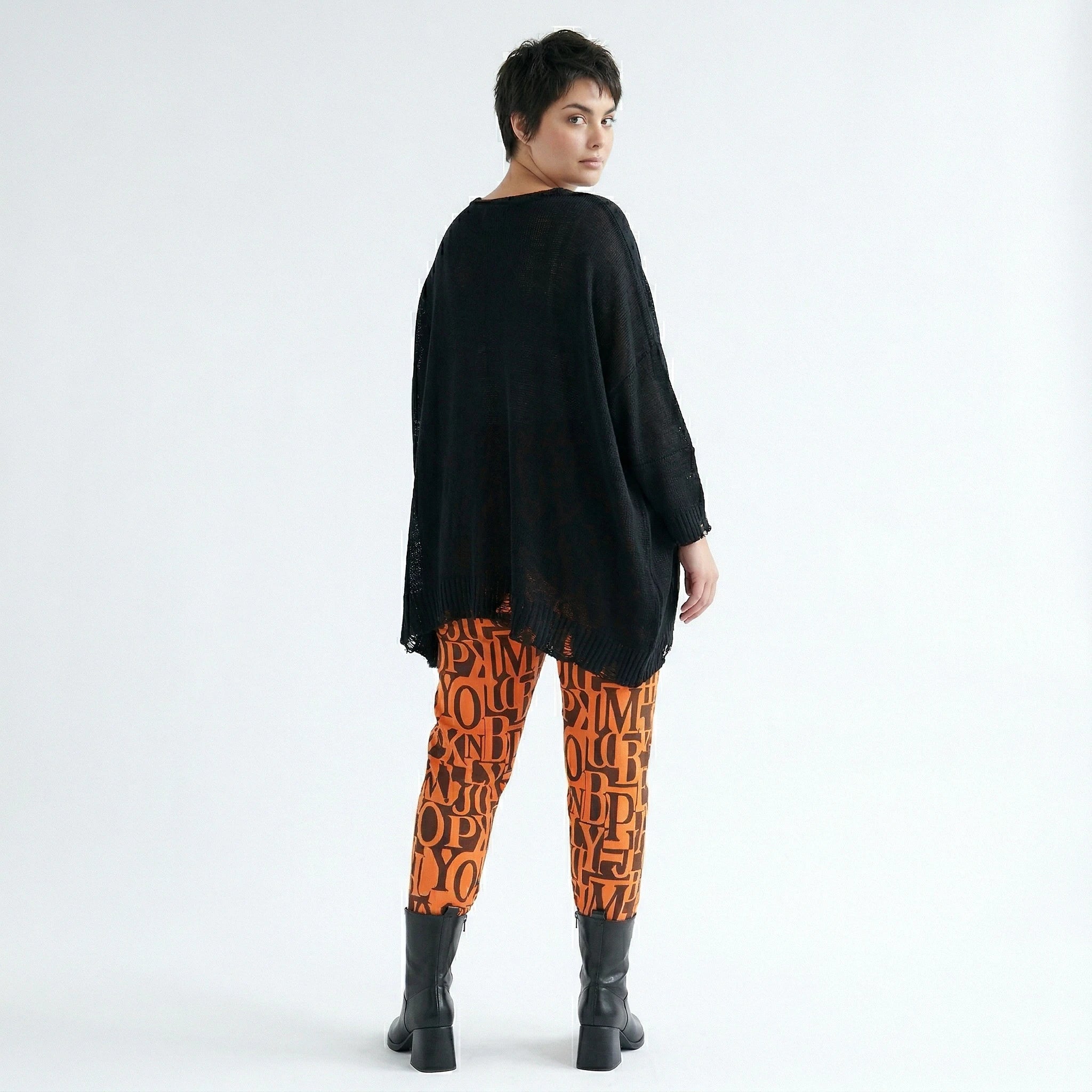 AKH Fashion Leggings in gerader Form, aus Viskose, 150100P, Orange/Braun, Buchstaben