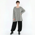 A-Form Bigshirt von AKH Fashion aus Materialmix, 1500593, Hellgrau/Schwarz/Weiß, Schick