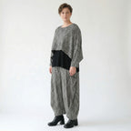 Ballonhose aus Feinstrick in grau schwarz weiß mit Vichystreifen weitem Bein und Taschen