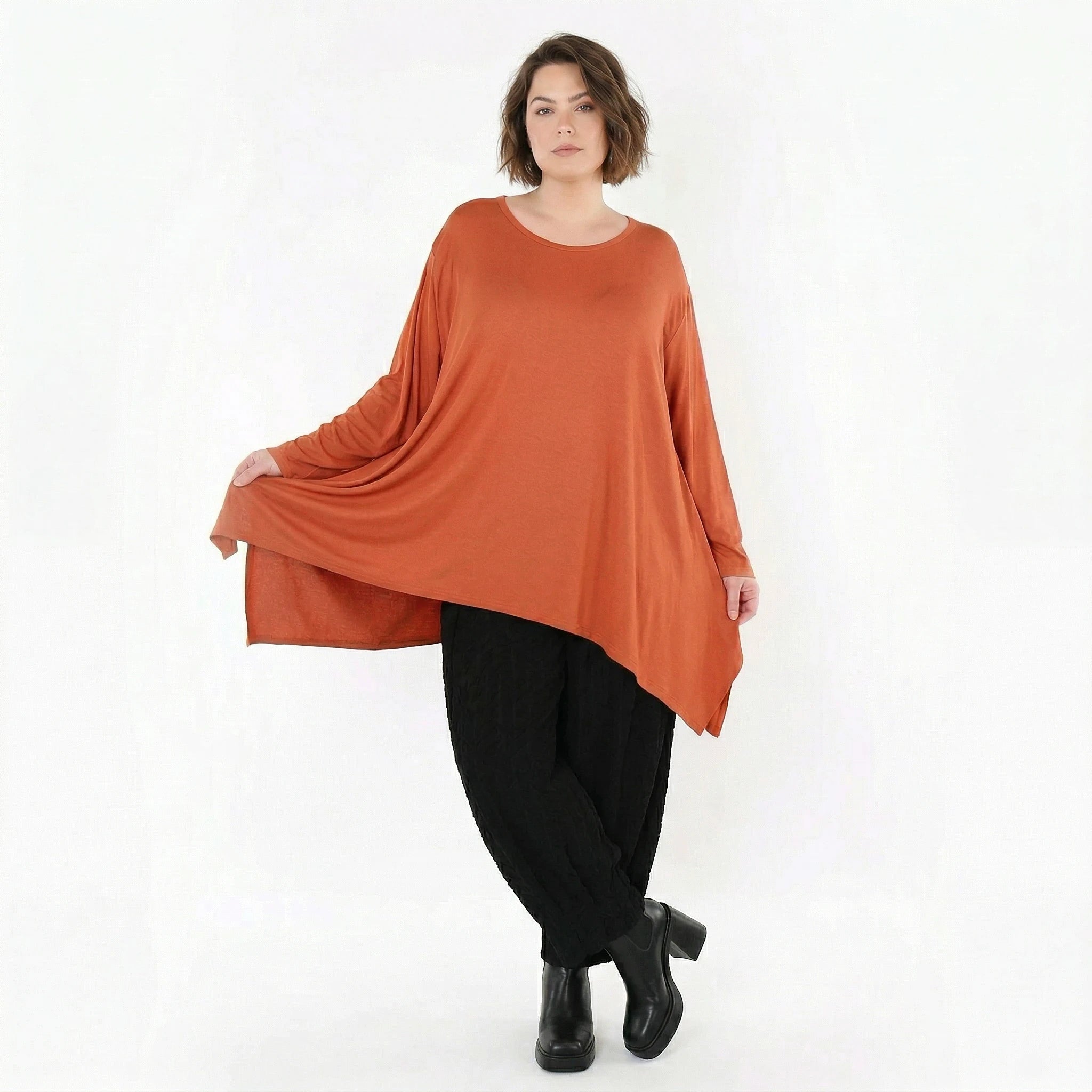 A-Form Bigshirt von AKH Fashion aus Viskose, 1531.01019, Rost, Ausgefallen, Zeitlos, Schick