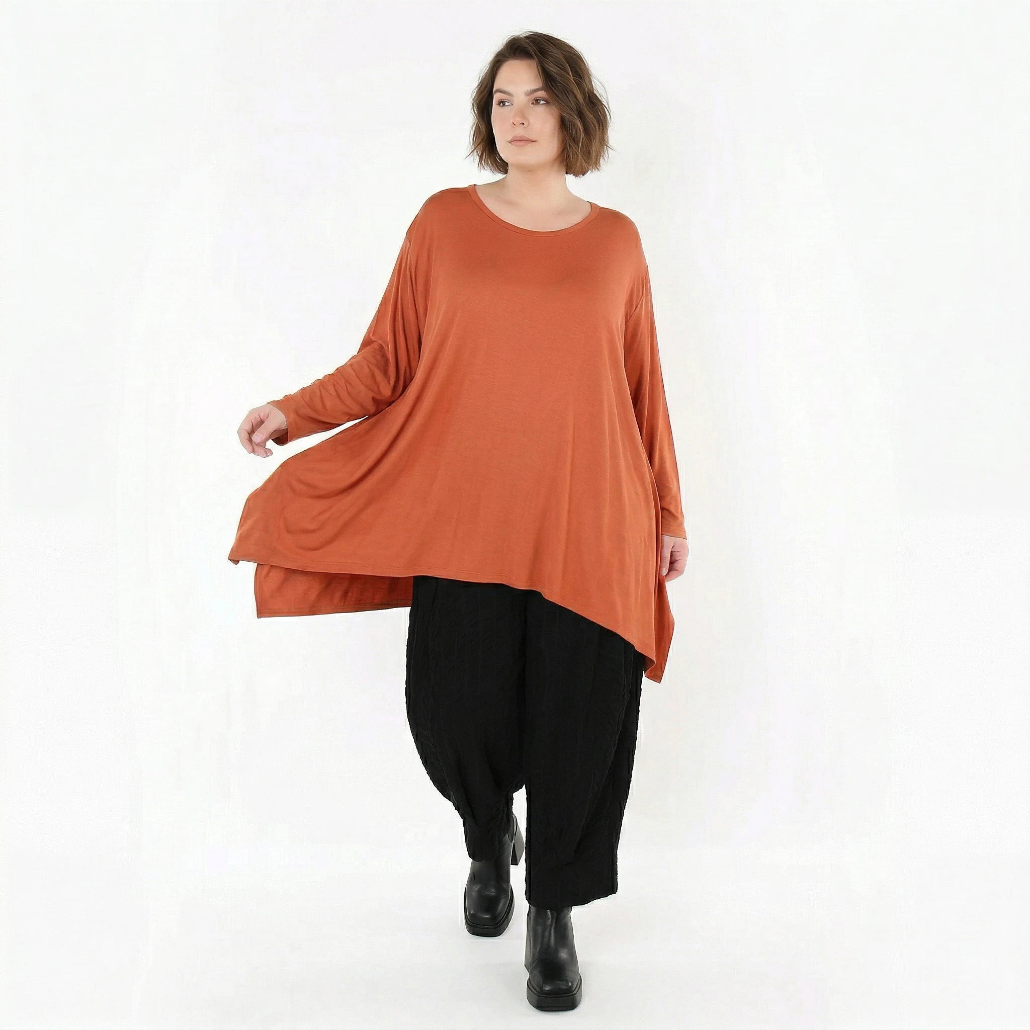 A-Form Bigshirt von AKH Fashion aus Viskose, 1531.01019, Rost, Ausgefallen, Zeitlos, Schick