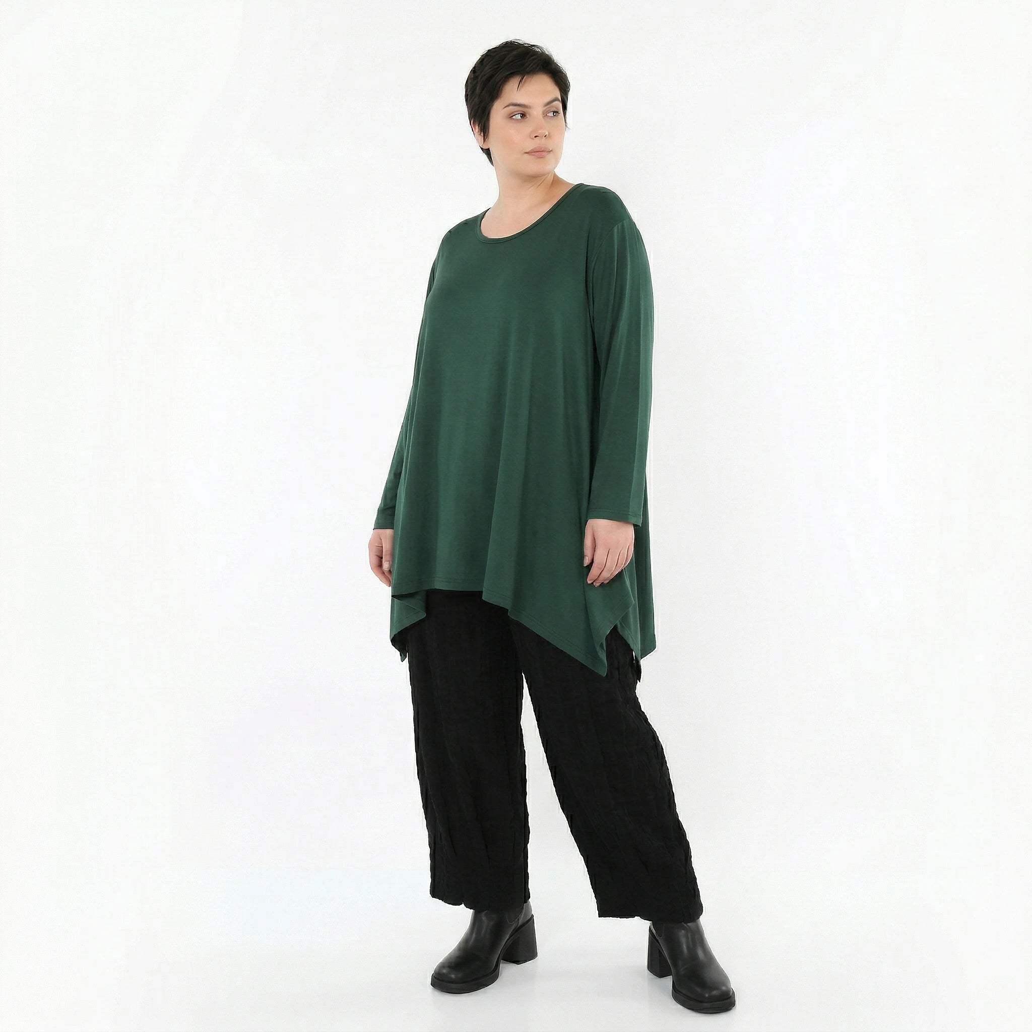 A-Form Bigshirt von AKH Fashion aus Viskose, 1531.01019, Tannengrün, Ausgefallen, Zeitlos