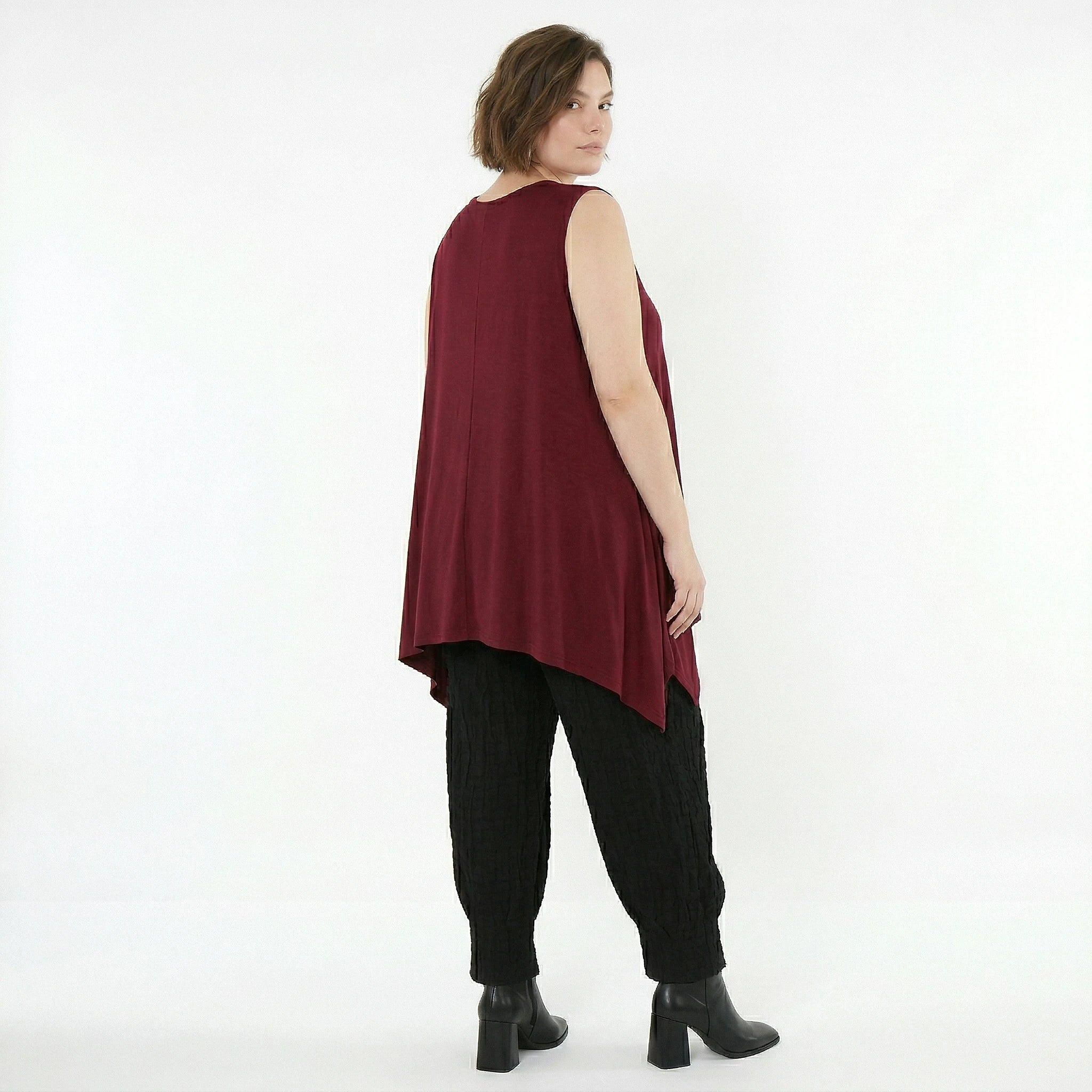 A-Form Top von AKH Fashion aus Viskose, 1531.03071, Burgundy, Ausgefallen, Zeitlos, Schick