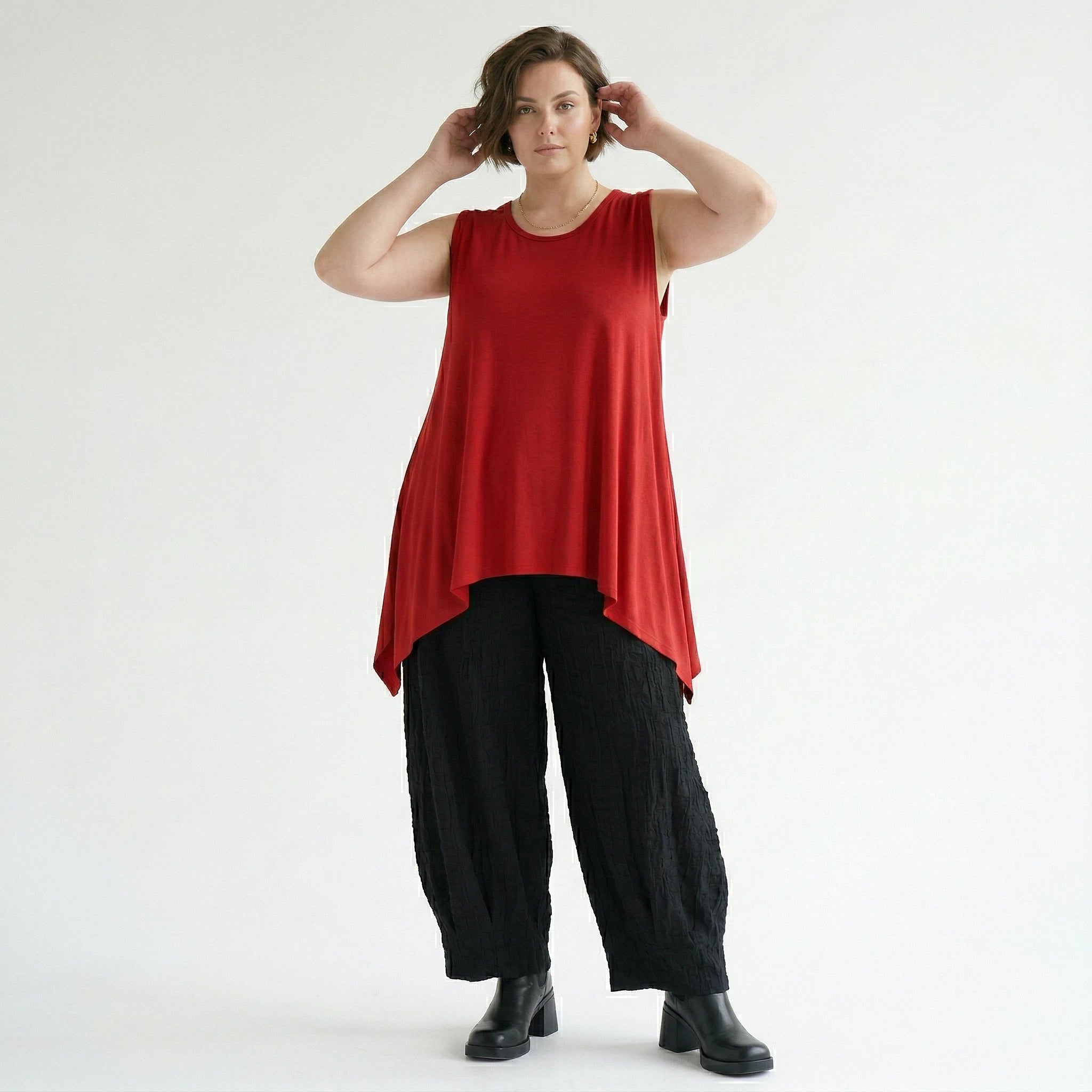 A-Form Top von AKH Fashion aus Viskose, 1531.03071, Dunkelrot, Ausgefallen, Zeitlos
