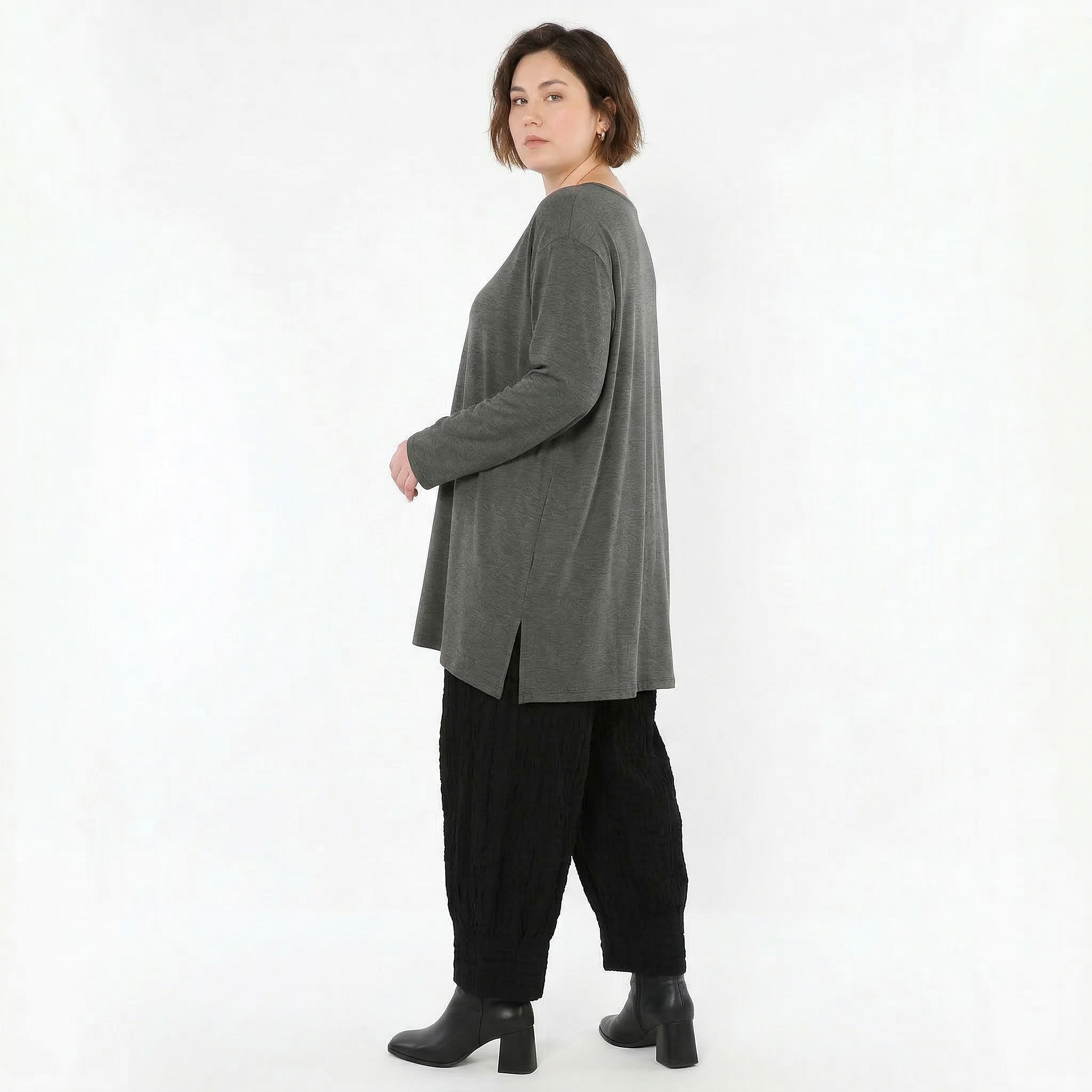 AKH Fashion Bigshirt in gerader Form, aus Viskose, 1531.07054, Anthrazit, Ausgefallen, Schick