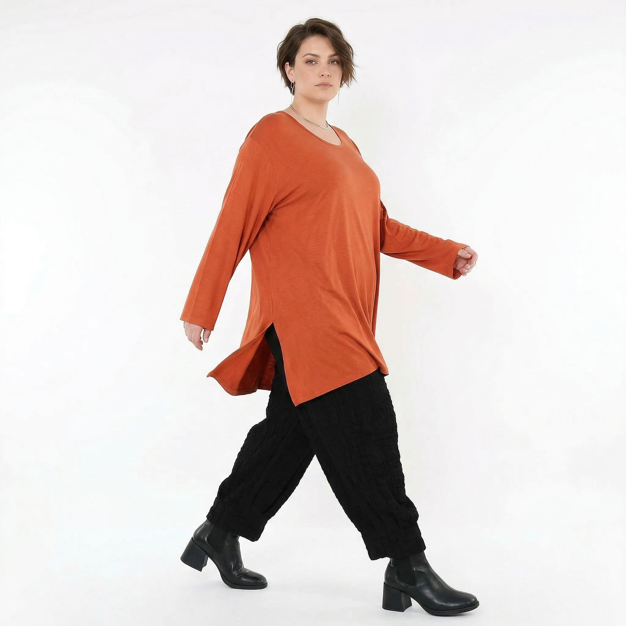 AKH Fashion Bigshirt in gerader Form, aus Viskose, 1531.07054, Rost, Ausgefallen, Zeitlos