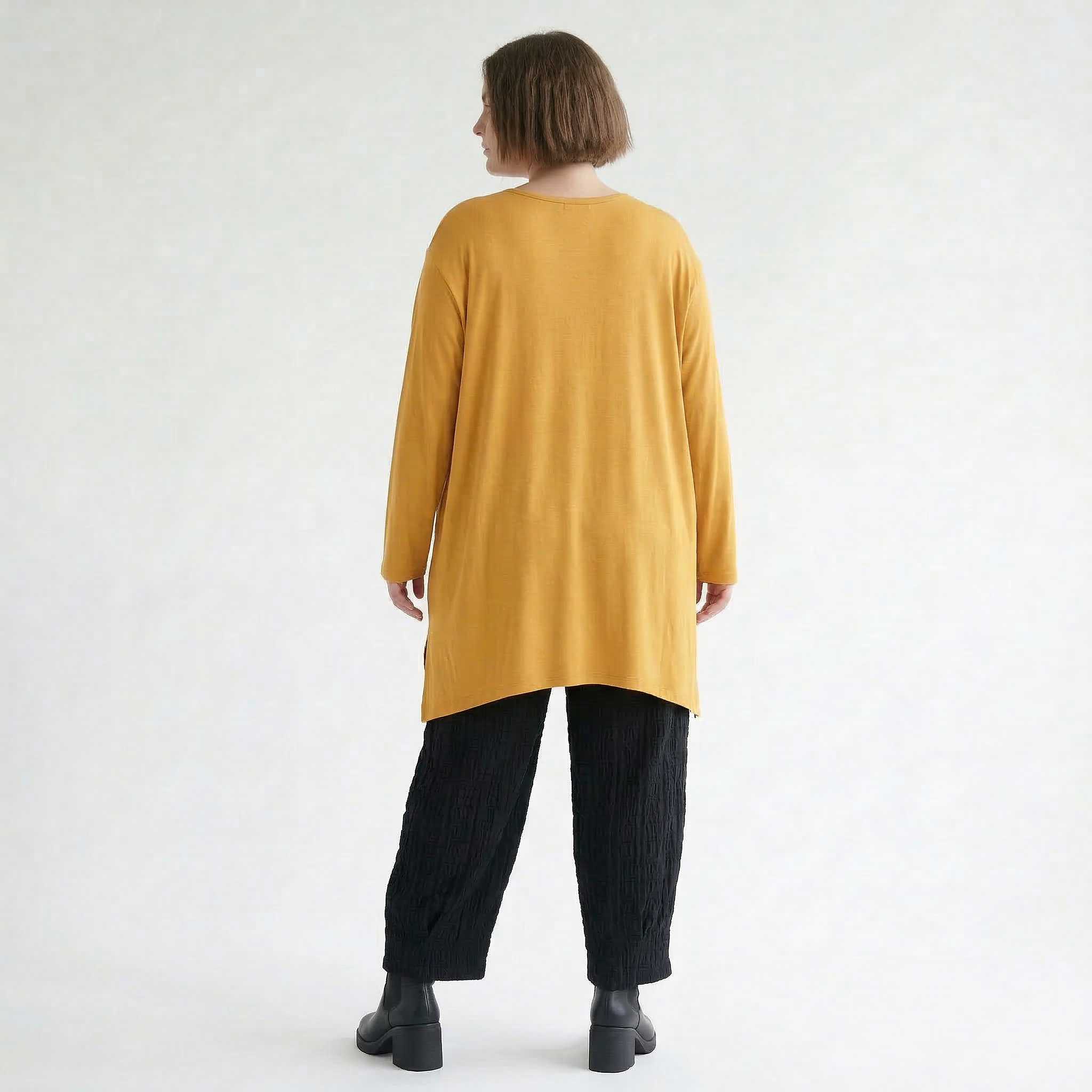AKH Fashion Bigshirt in gerader Form, aus Viskose, 1531.07054, Senf, Ausgefallen, Zeitlos