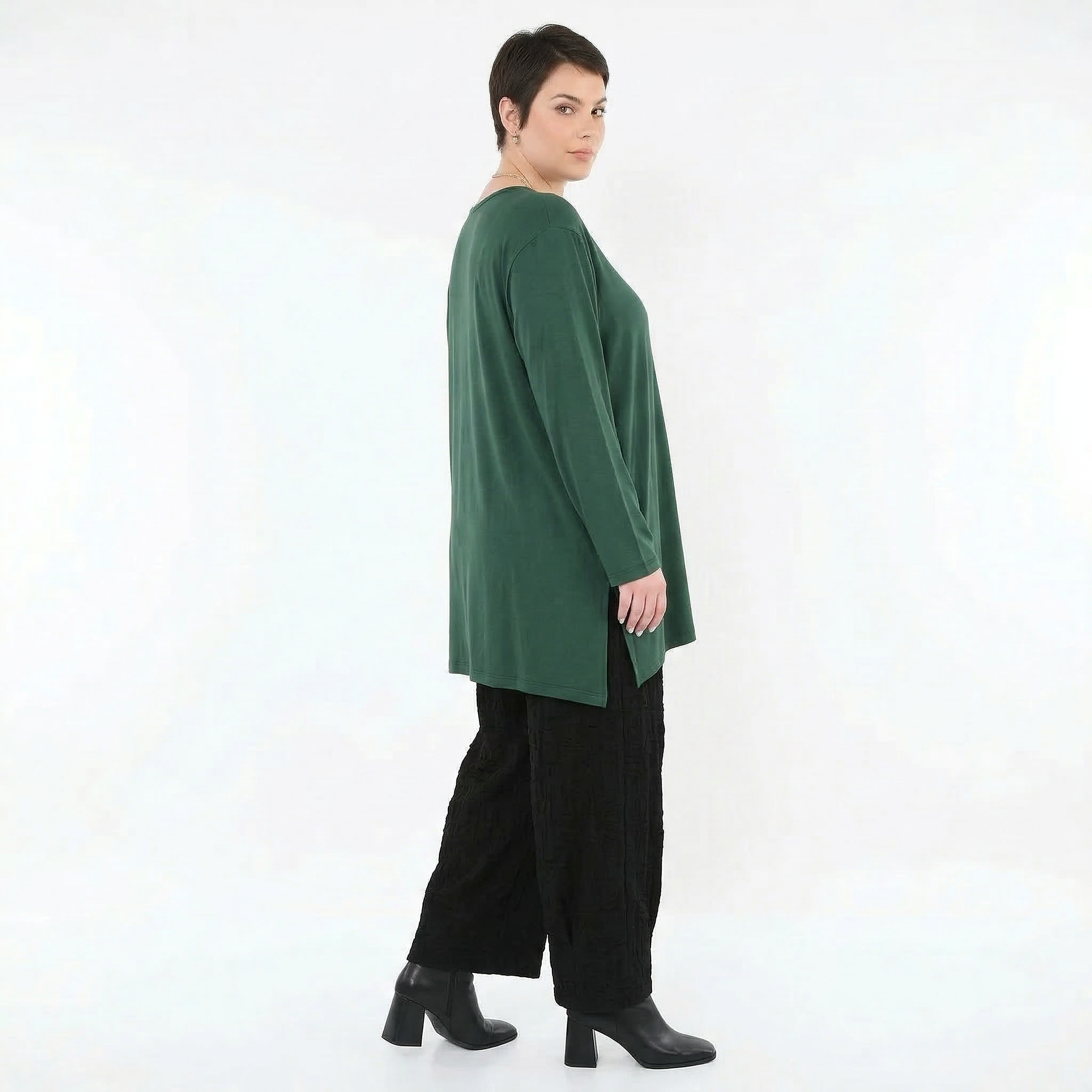 AKH Fashion Bigshirt in gerader Form, aus Viskose, 1531.07054, Tannengrün, Ausgefallen, Zeitlos