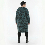 A-Linienkleid in Schwarzpetrol aus Frenchterry mit Kapuze Kringelmuster und Ziptaschen