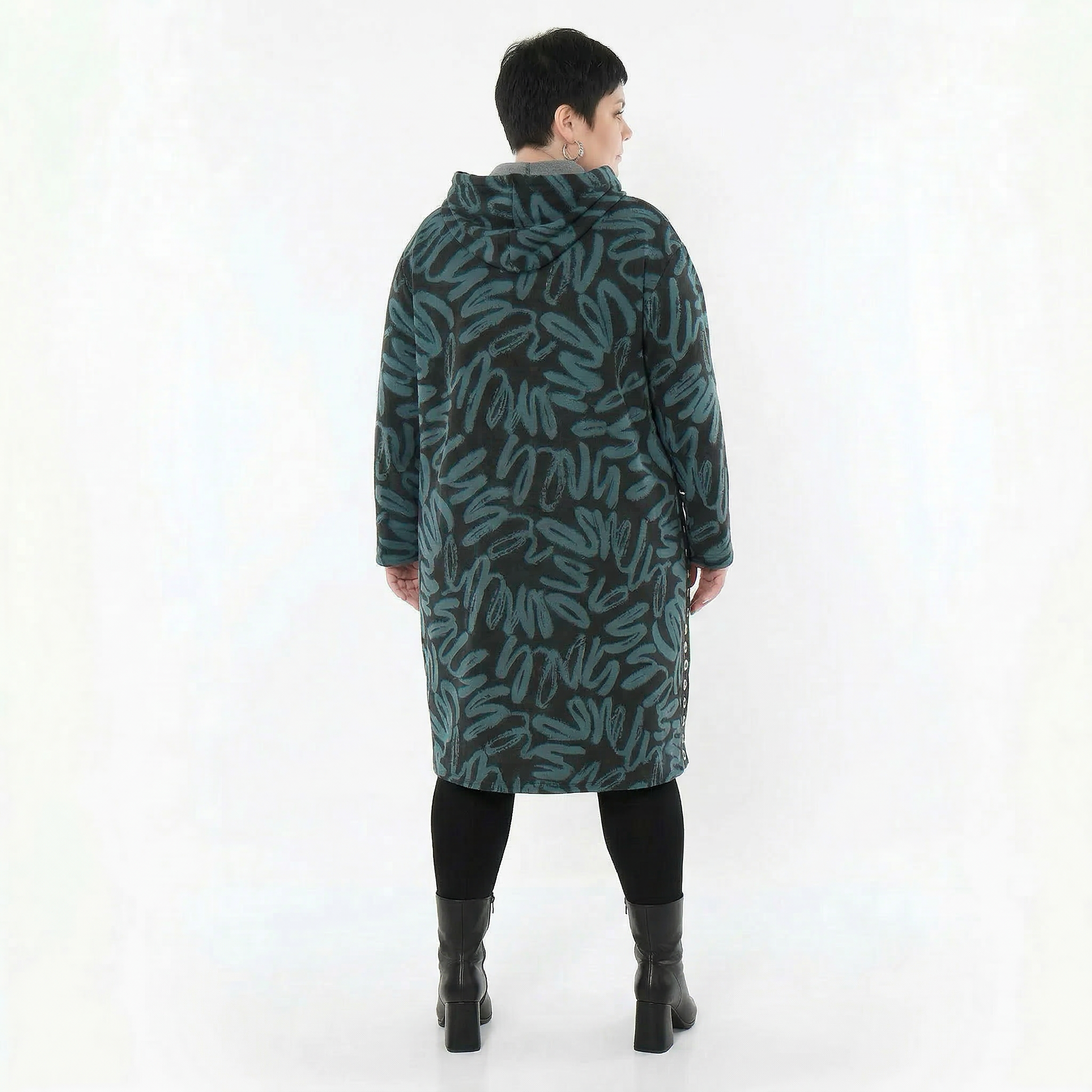 A-Form Kleid von AKH Fashion aus Materialmix, 1529.06989, Schwarz/Petrol, Kringel, Schick