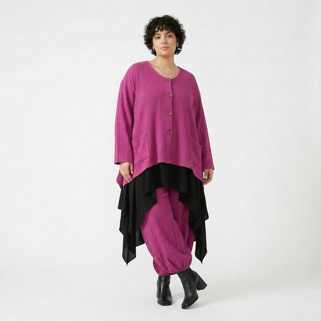 A-Form Jacke von AKH Fashion aus Materialmix, 1532.00118, Fuchsia, Wellen, Ausgefallen