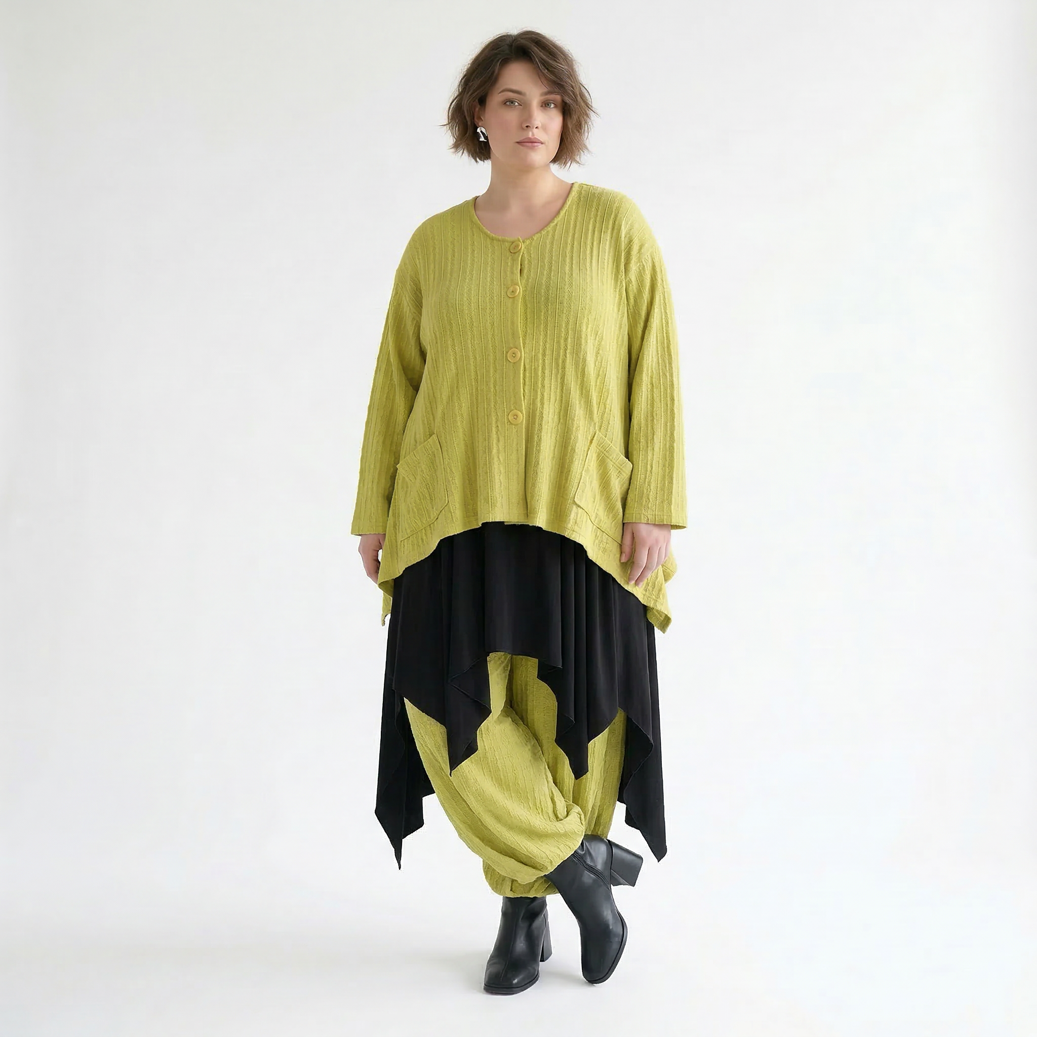 A-Form Jacke von AKH Fashion aus Materialmix, 1532.00118, Lime, Wellen, Ausgefallen
