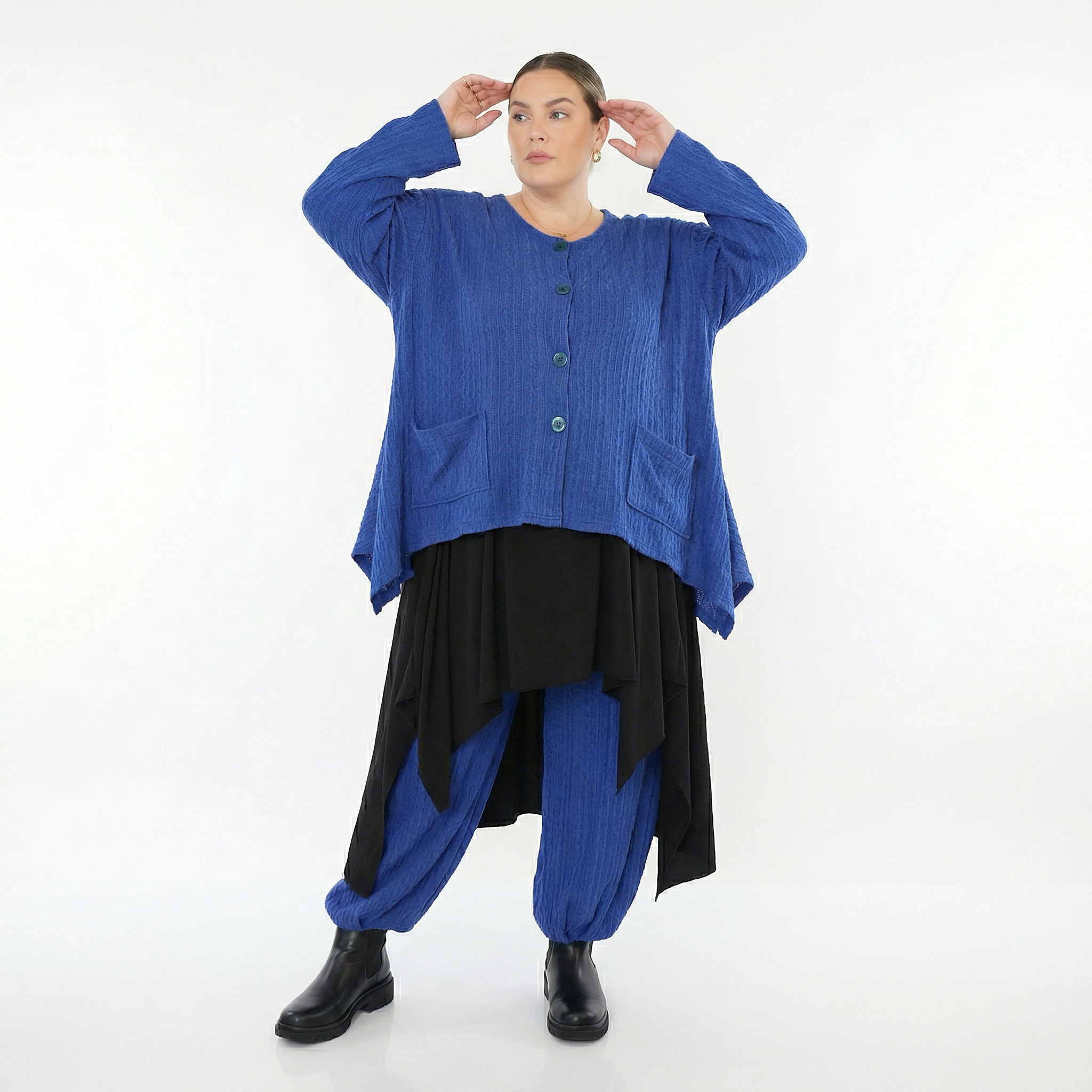 A-Form Jacke von AKH Fashion aus Materialmix, 1532.00118, Royalblau, Wellen, Ausgefallen