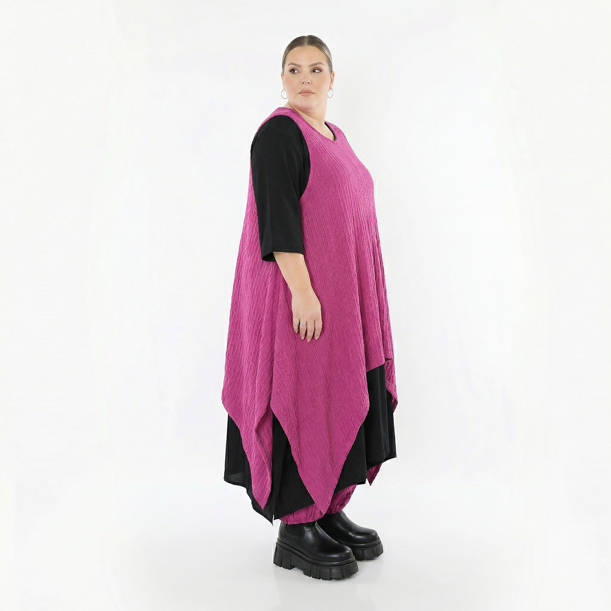 Zipfel Kleid von AKH Fashion aus Materialmix, 1532.03067, Fuchsia, Wellen, Ausgefallen