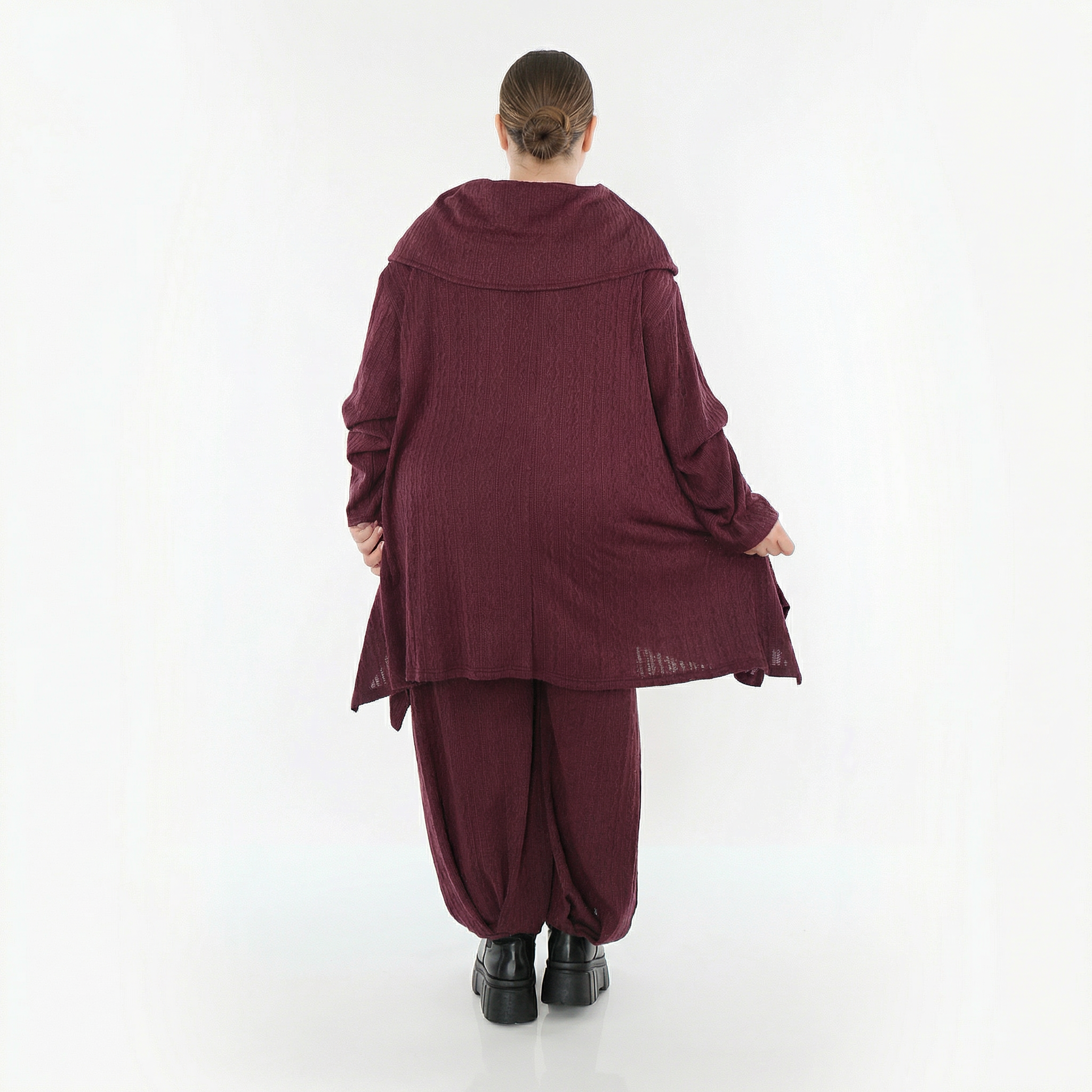Ballonhose von AKH Fashion aus Materialmix, 1532.05920, Burgundy, Wellen, Ausgefallen