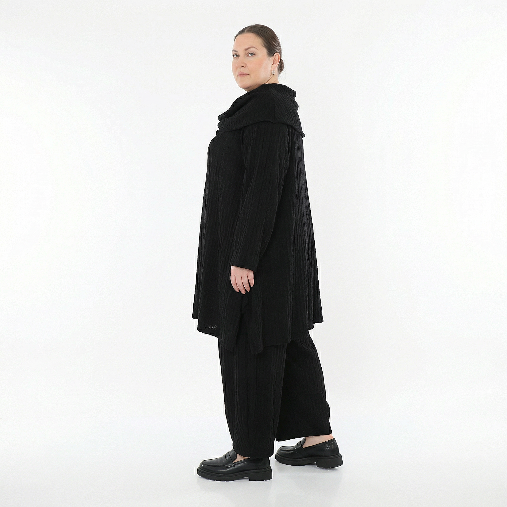 Ballonhose von AKH Fashion aus Materialmix, 1532.05920, Schwarz, Wellen, Ausgefallen