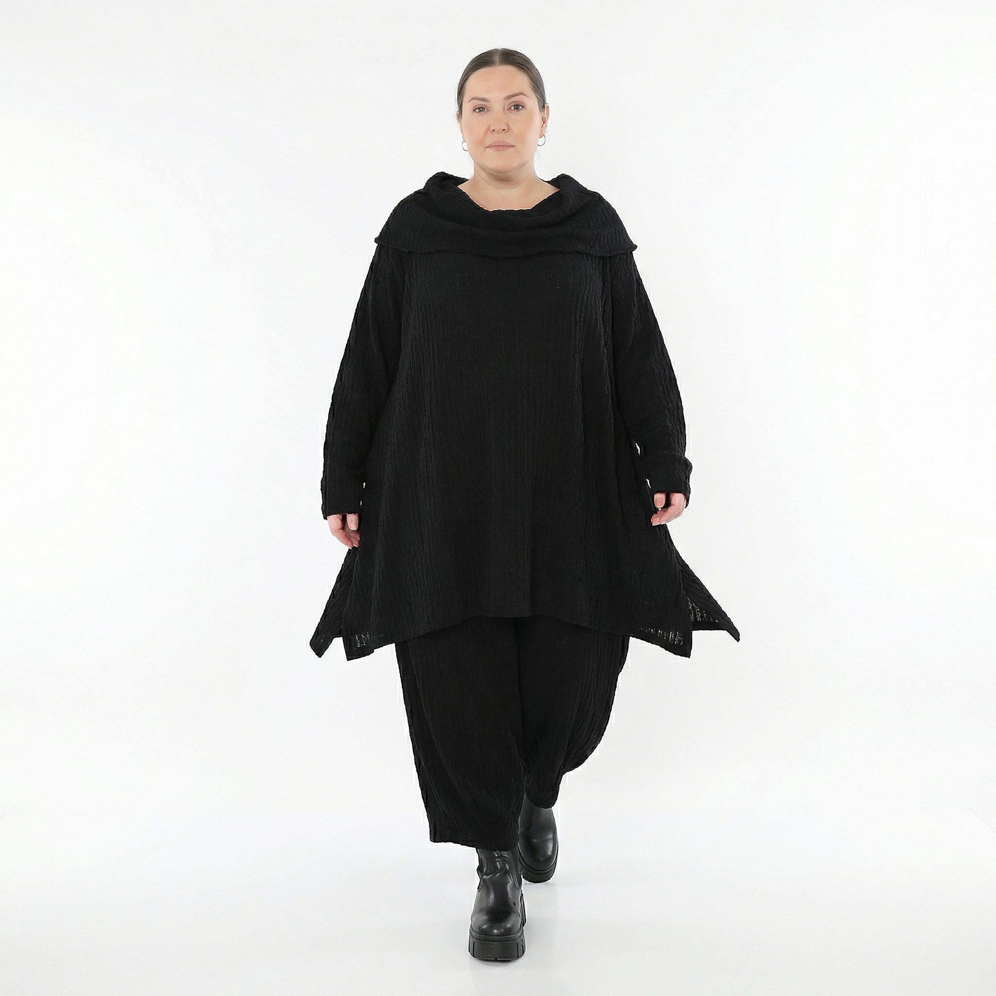 Ballonhose von AKH Fashion aus Materialmix, 1532.05920, Schwarz, Wellen, Ausgefallen
