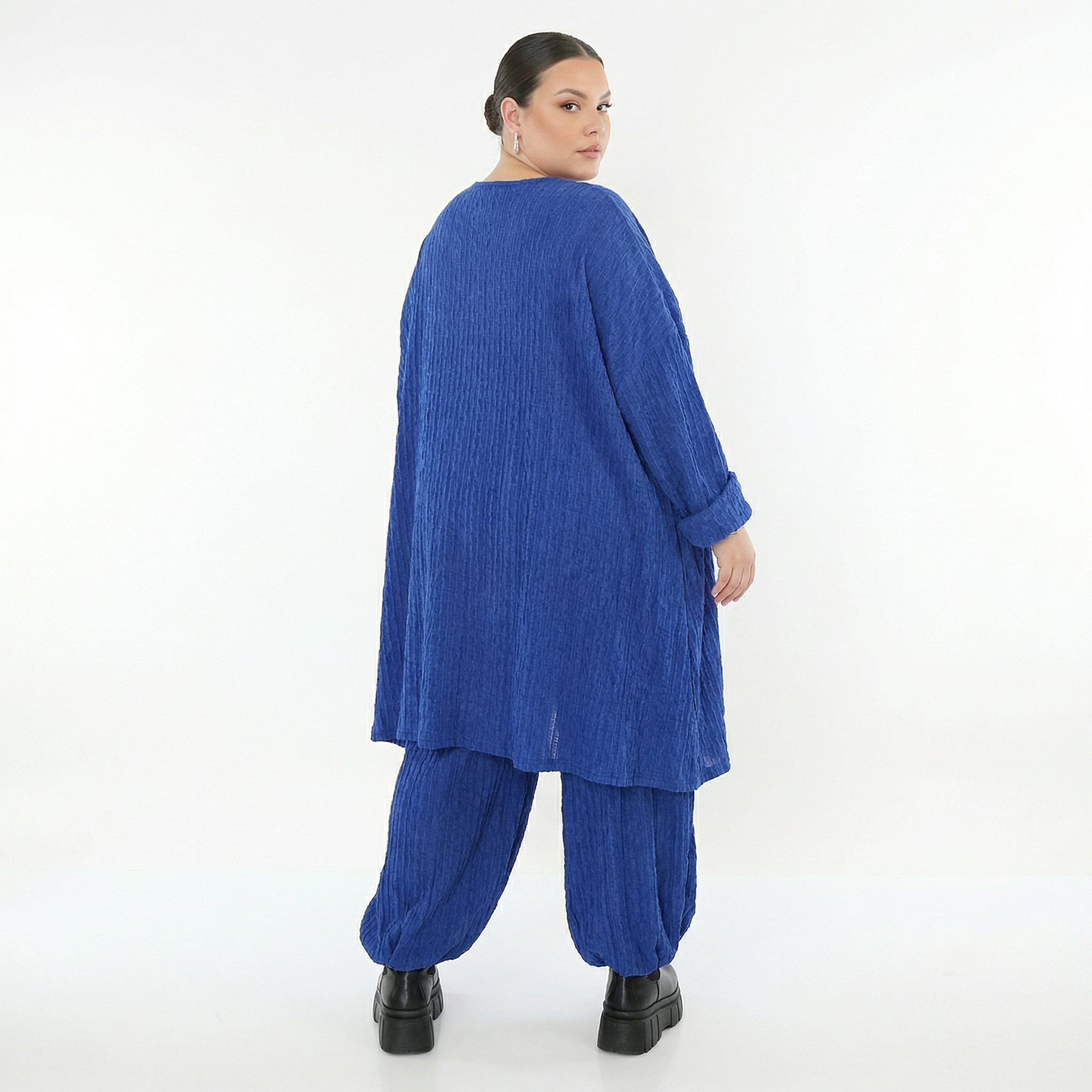 A-Form Bigshirt von AKH Fashion aus Materialmix, 1532.07014, Royalblau, Wellen, Ausgefallen