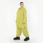 Lime Feinstrickshirt in A-Form mit Rollkragen Wellenmuster Ajournmuster und langen Ärmeln