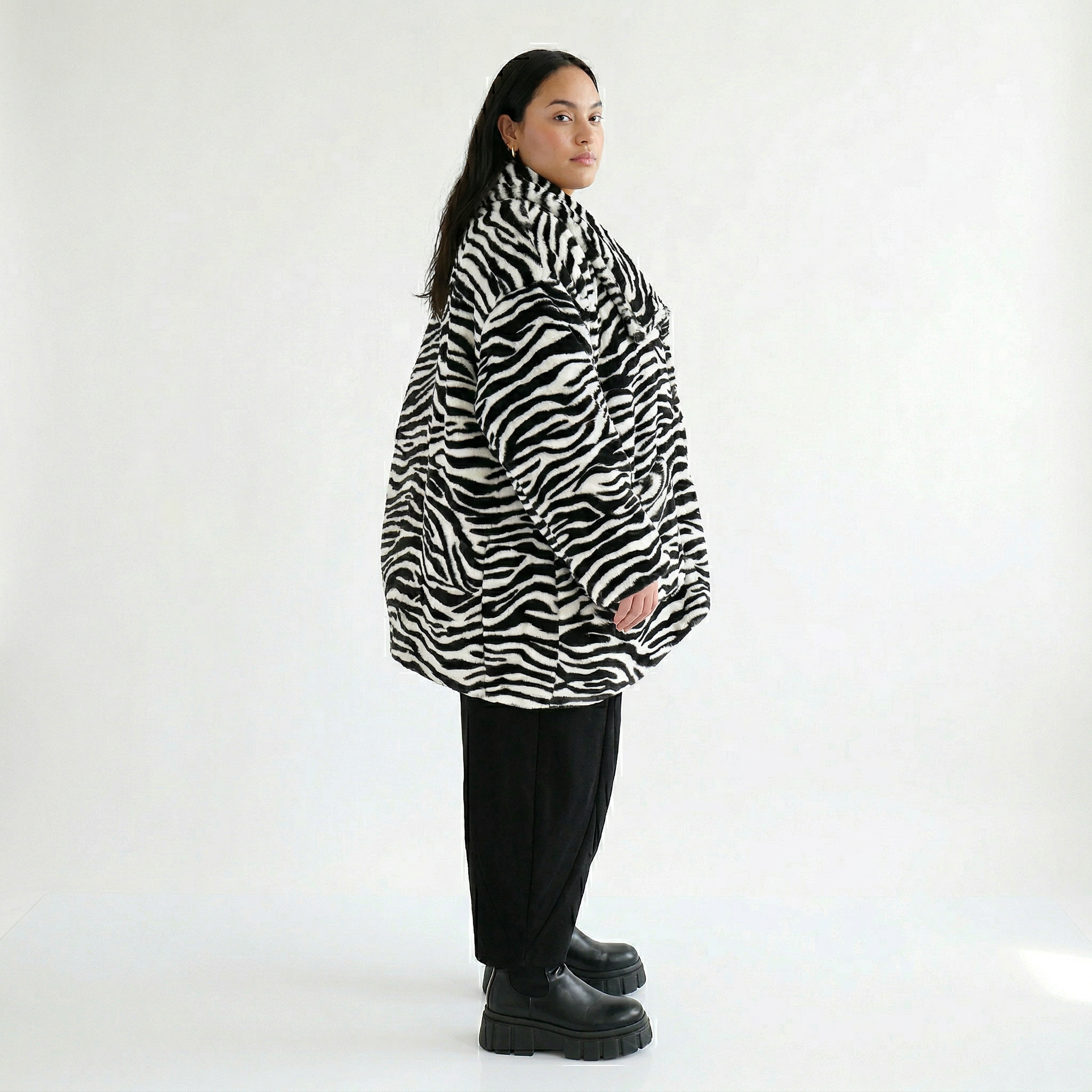  A-Form Jacke von AKH Fashion aus Polyester, 1534.06749, Schwarz/Weiß, Zebra, Ausgefallen