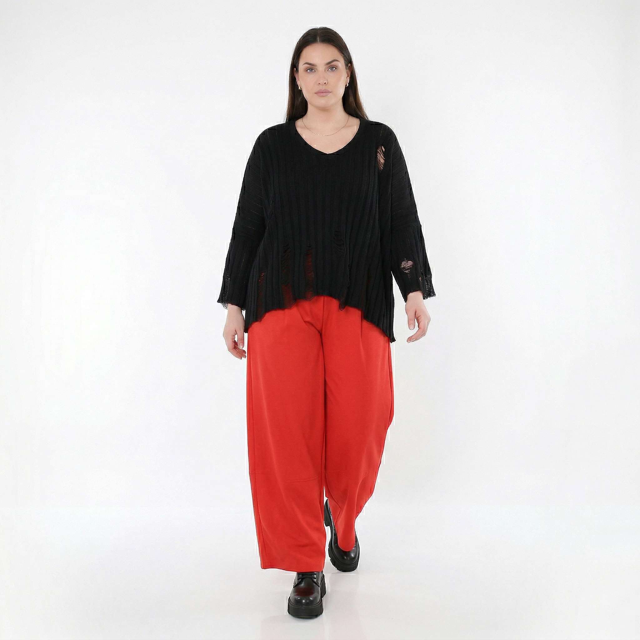  Marlene Hose von AKH Fashion aus Materialmix, 1536.00122, Rot, Ausgefallen, Zeitlos