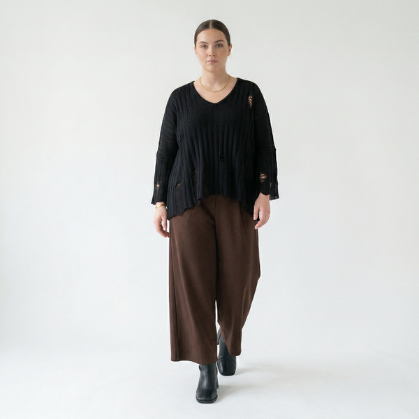  AKH Fashion Hose in gerader Form, aus Materialmix, 1536.00225, Braun, Ausgefallen, Zeitlos