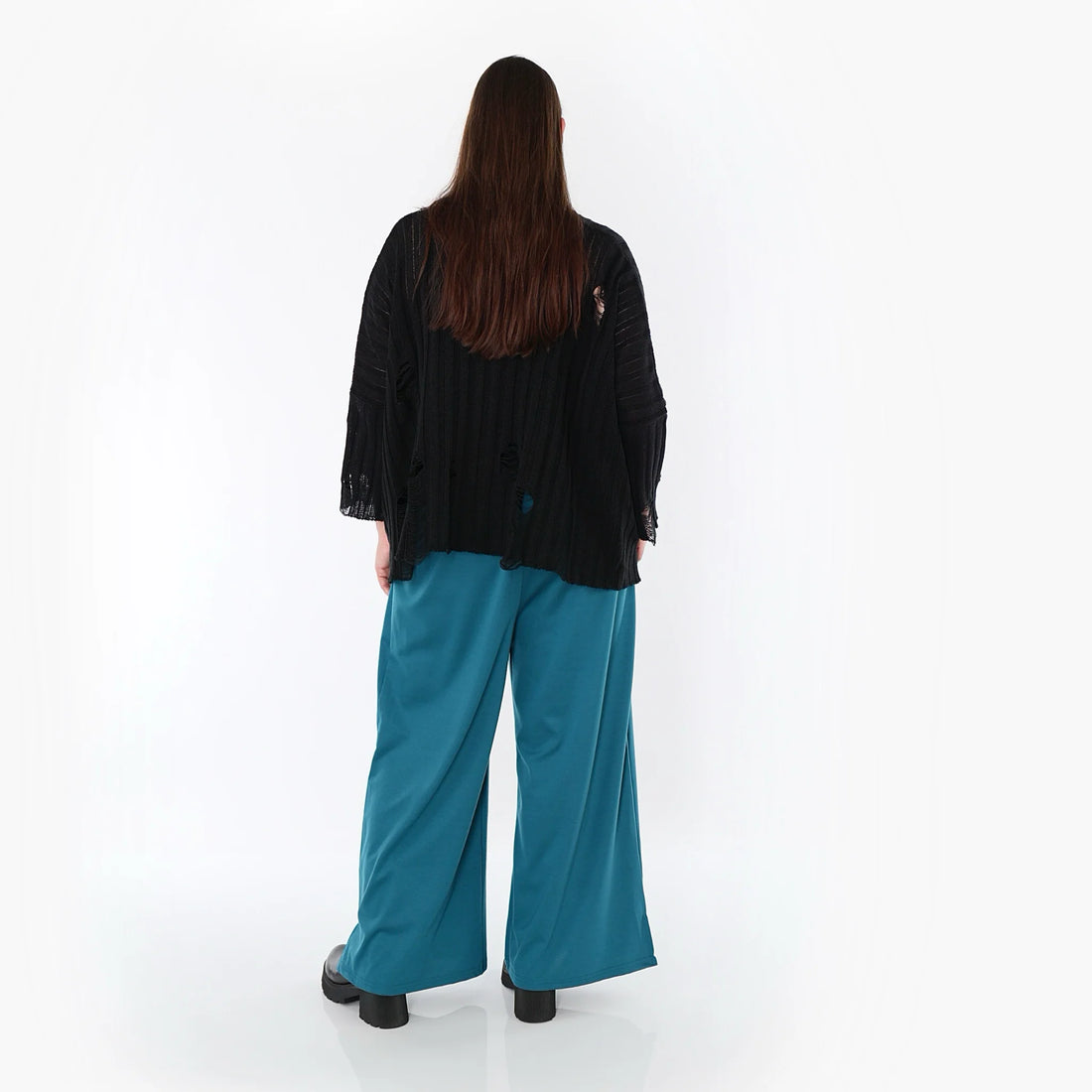  AKH Fashion Hose in gerader Form, aus Materialmix, 1536.00225, Petrol, Ausgefallen, Schick