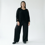  AKH Fashion Hose in gerader Form, aus Materialmix, 1536.00225, Schwarz, Ausgefallen