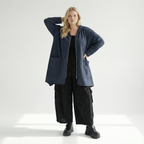 A-Form Jacke von AKH Fashion aus Baumwolle, 1539.02030, Azurblau, Punkte, Ausgefallen
