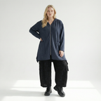  A-Form Jacke von AKH Fashion aus Baumwolle, 1539.02030, Azurblau, Punkte, Ausgefallen