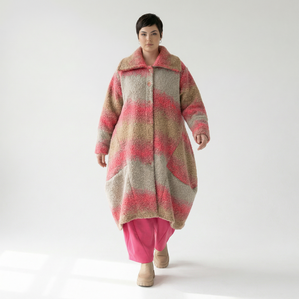  Ballonmantel von AKH Fashion aus Polyester, 1543.03023, Sand/Fuchsia, TwoTone, Schick