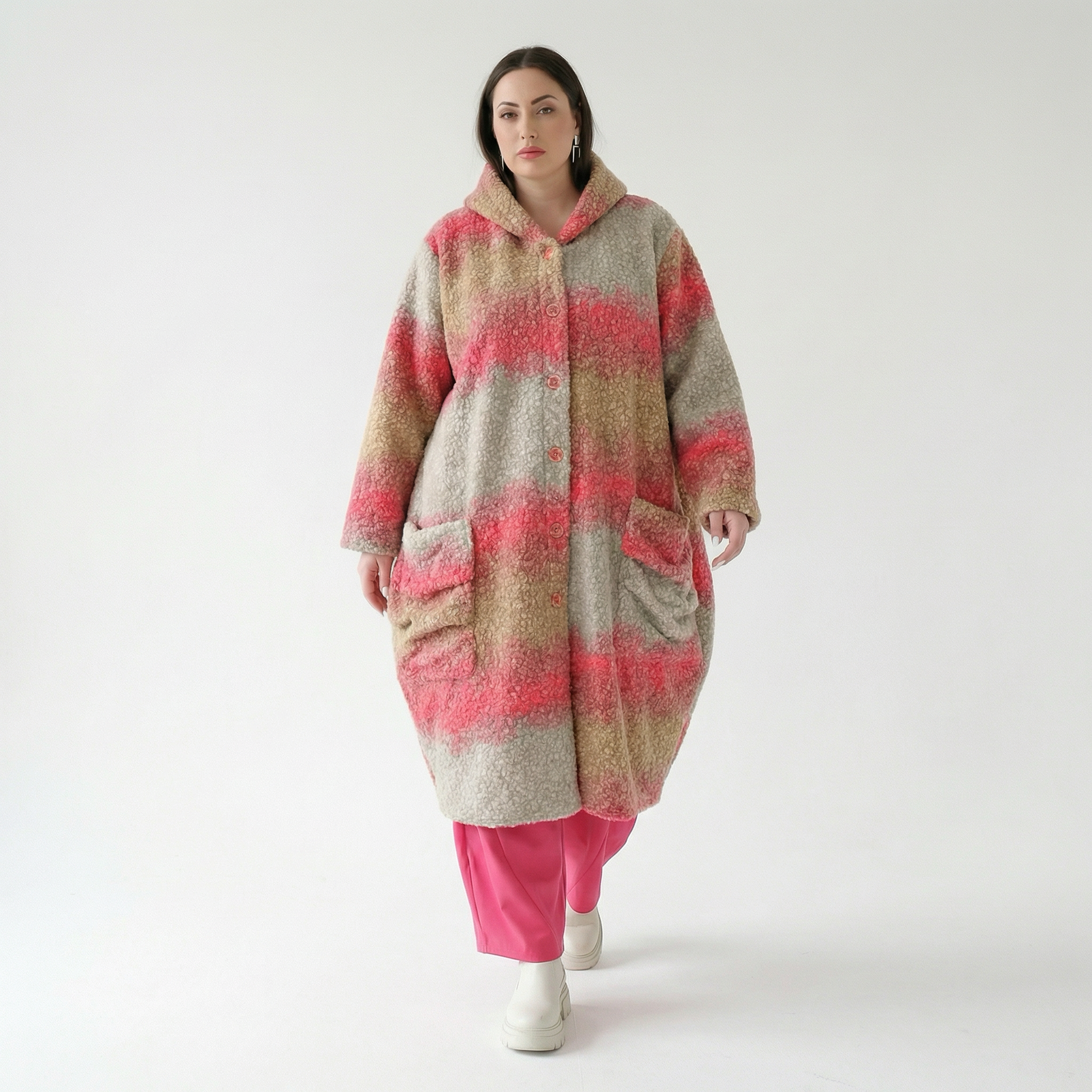  Ballonmantel von AKH Fashion aus Polyester, 1543.07152, Sand/Fuchsia, TwoTone, Schick