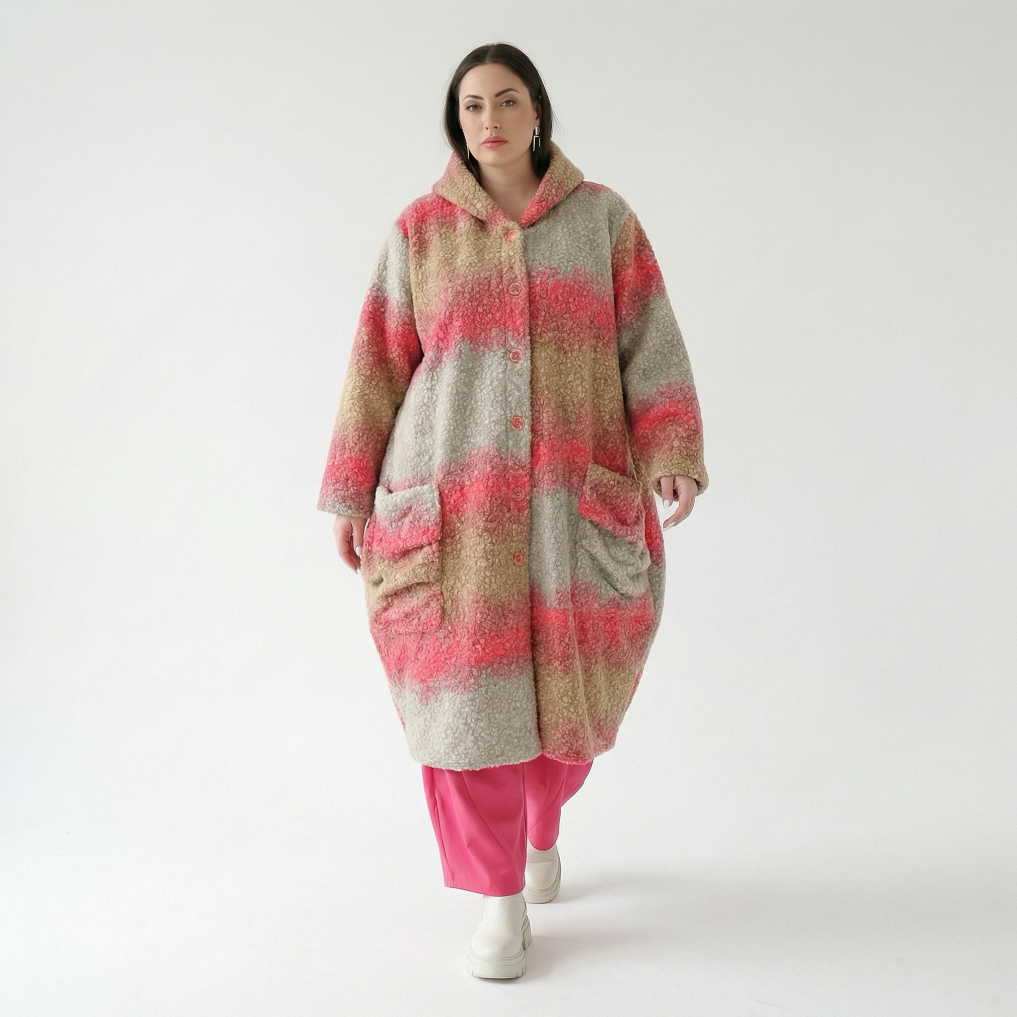  Ballonmantel von AKH Fashion aus Polyester, 1543.07152, Sand/Fuchsia, TwoTone, Schick