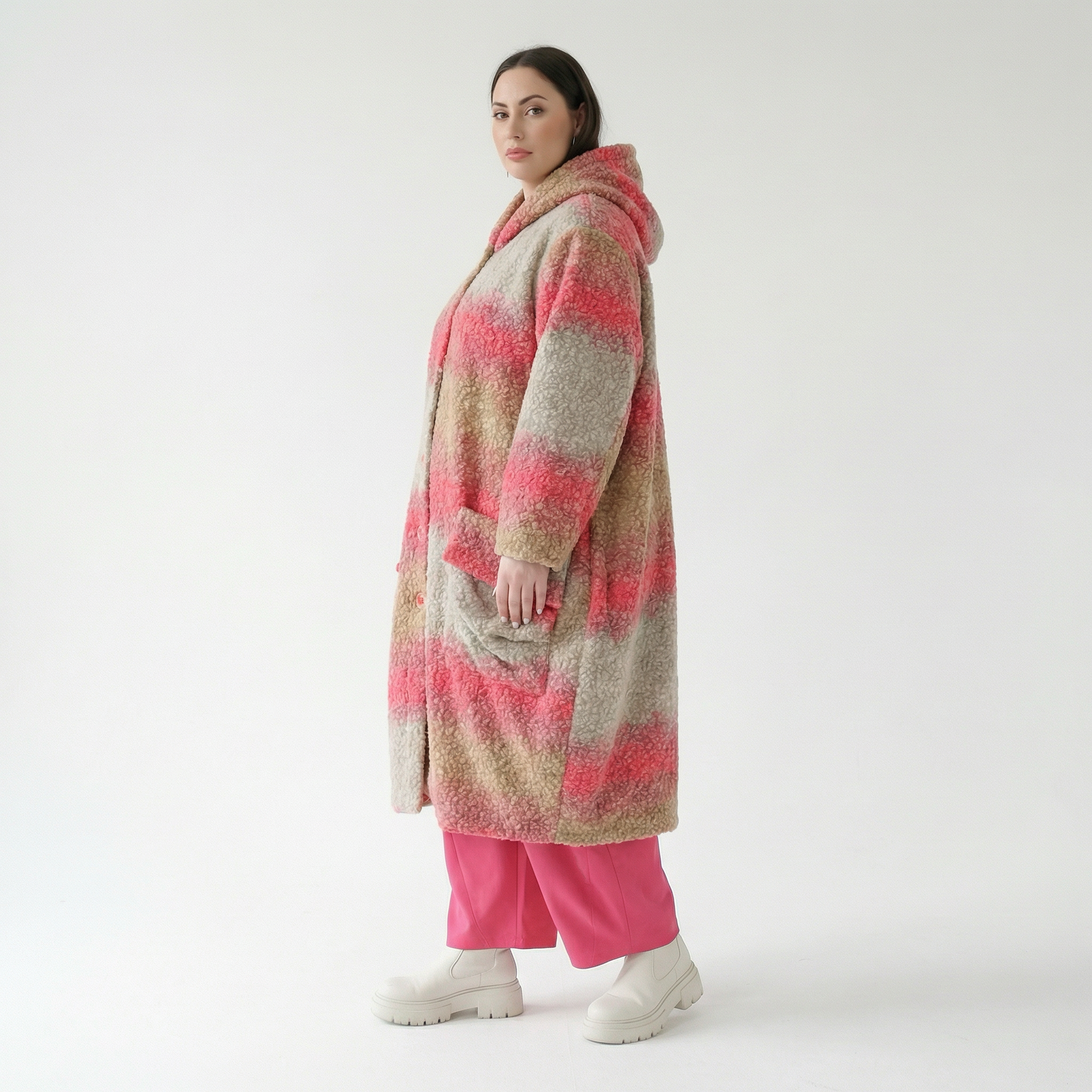  Ballonmantel von AKH Fashion aus Polyester, 1543.07152, Sand/Fuchsia, TwoTone, Schick