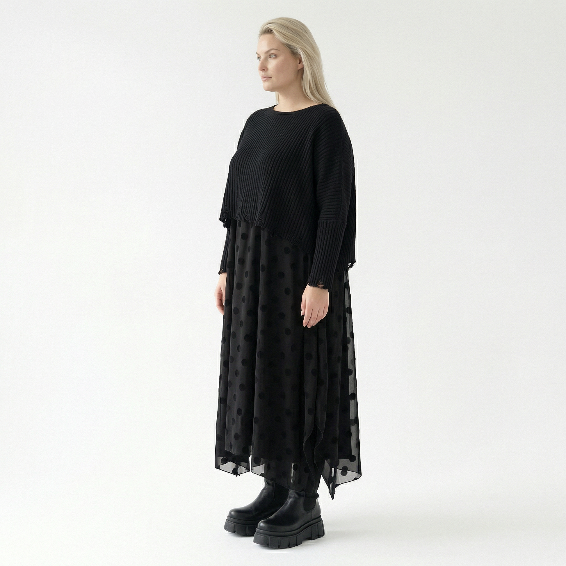  A-Form Tunika von AKH Fashion aus Polyester, 1544.05927, Schwarz, Punkte, Ausgefallen