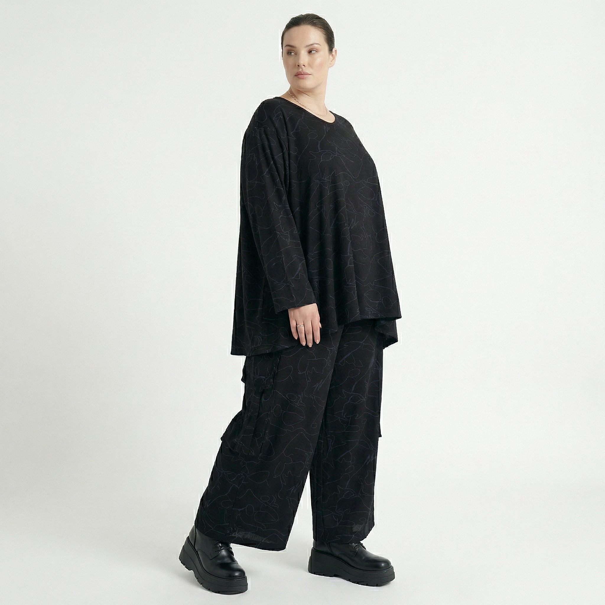  Ballonhose von AKH Fashion aus Viskose, 1545.07125, Schwarz/Blau, Kringel, Ausgefallen