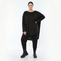  A-Form Bigshirt von AKH Fashion aus Viskose, 1545.07138, Schwarz/Braun, Kringel, Ausgefallen
