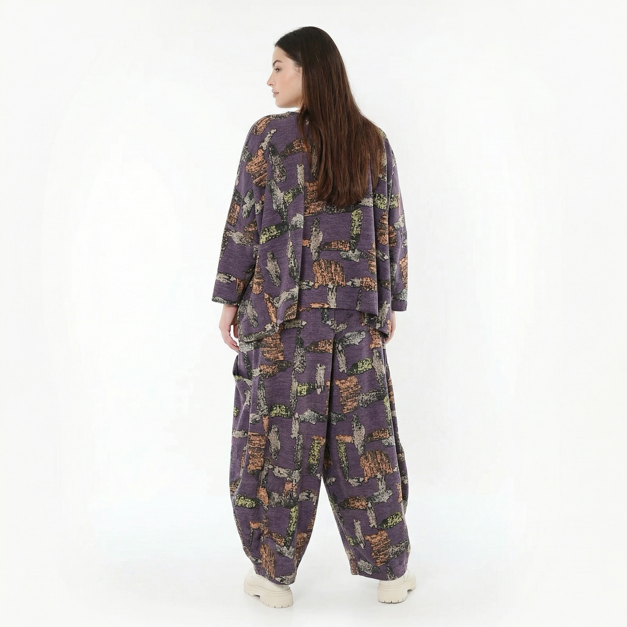  Ballonhose von AKH Fashion aus Materialmix, 1548.08069, Violett/Multi, Abstrakt, Schick