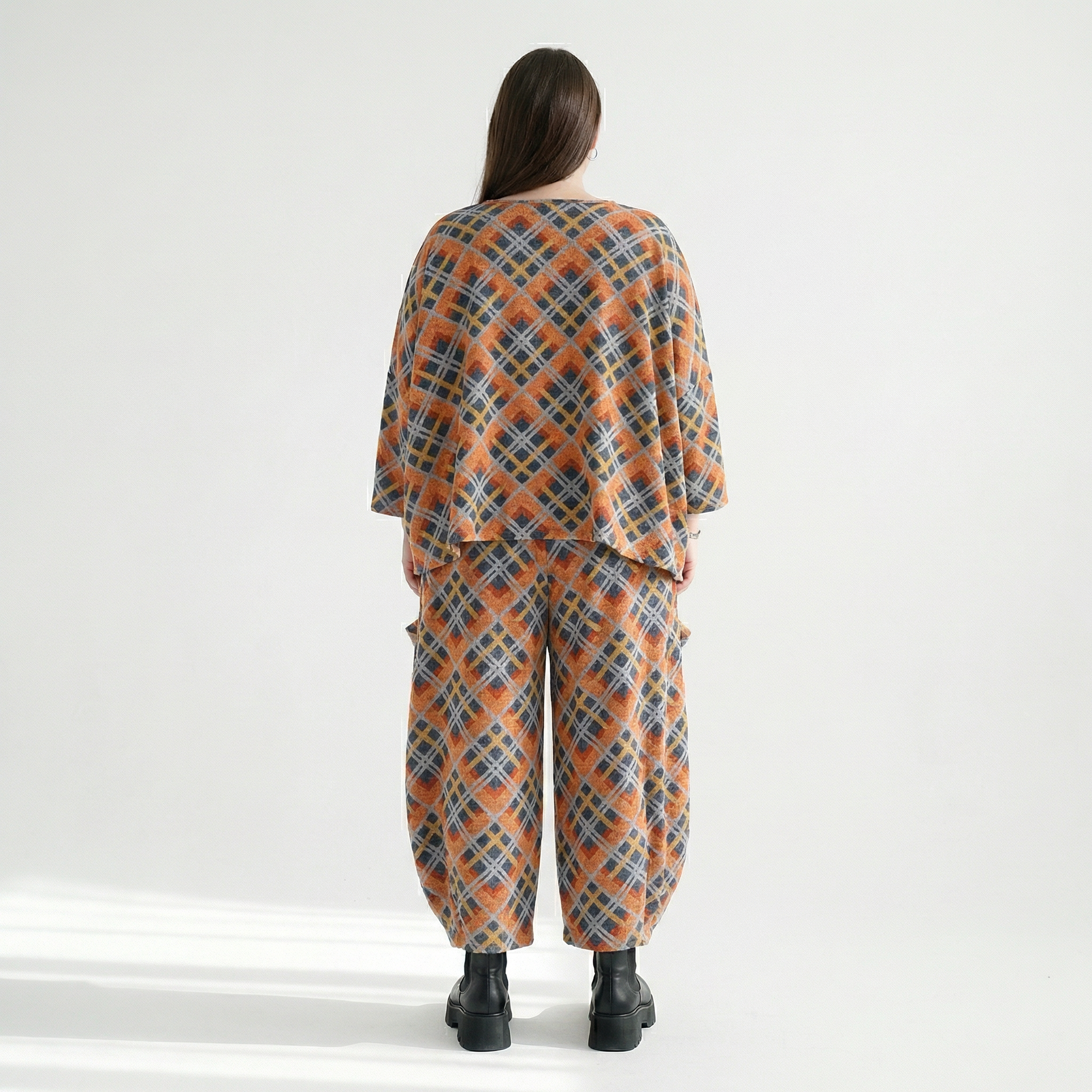  AKH Fashion Überwurf in kastiger Form, aus Materialmix, 1549.03018, Orange/Blau/Grau