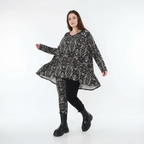  A-Form Bigshirt von AKH Fashion aus Viskose, 1560.00593, Schwarz/Weiß, Abstrakt, Ausgefallen