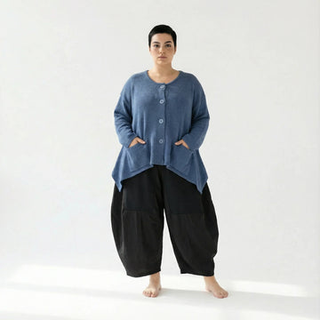 A-Form Jacke von AKH Fashion aus Viskose, 1537.00118, Azurblau, Meliert, Ausgefallen