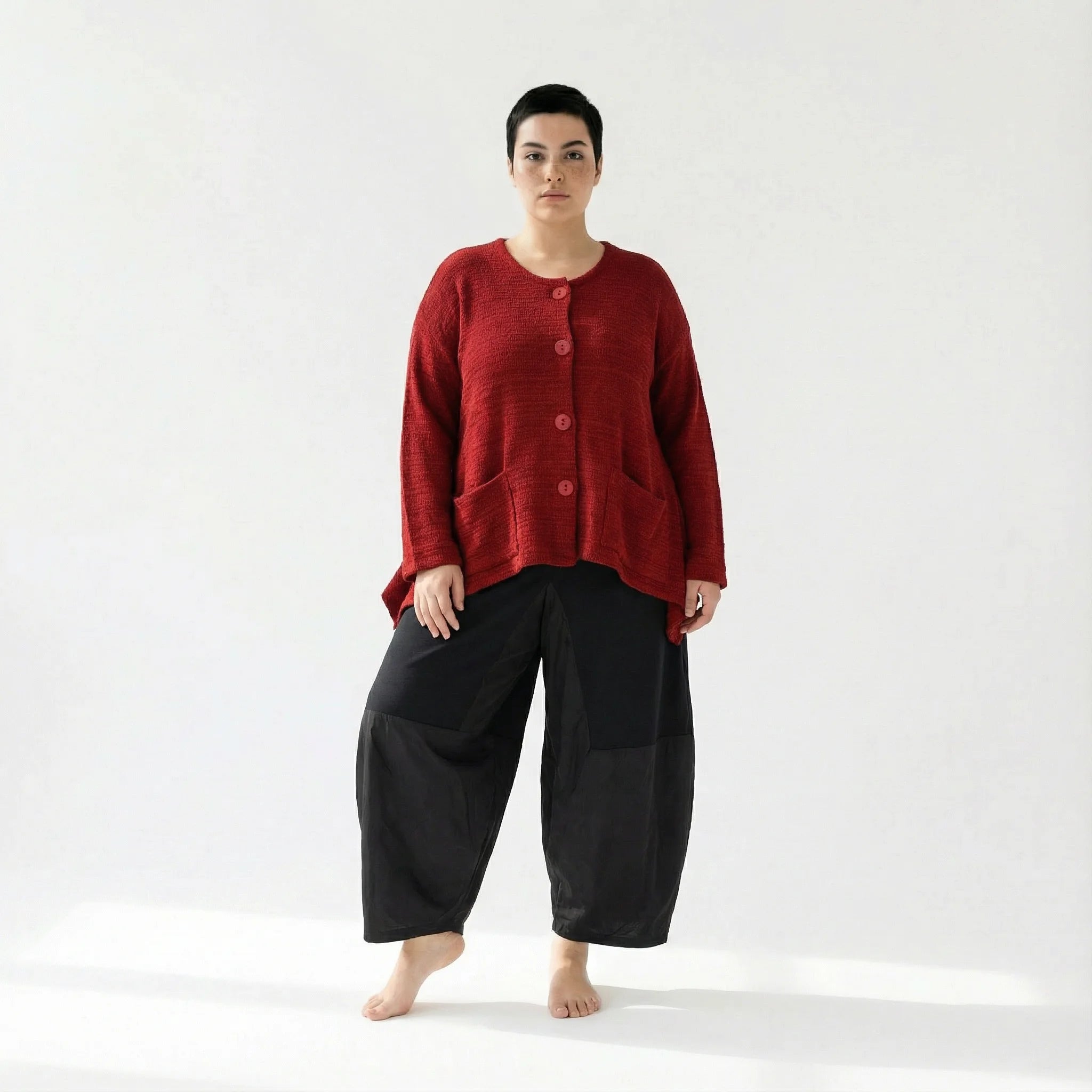 A-Form Jacke von AKH Fashion aus Viskose, 1537.00118, Bourdeaux, Meliert, Ausgefallen